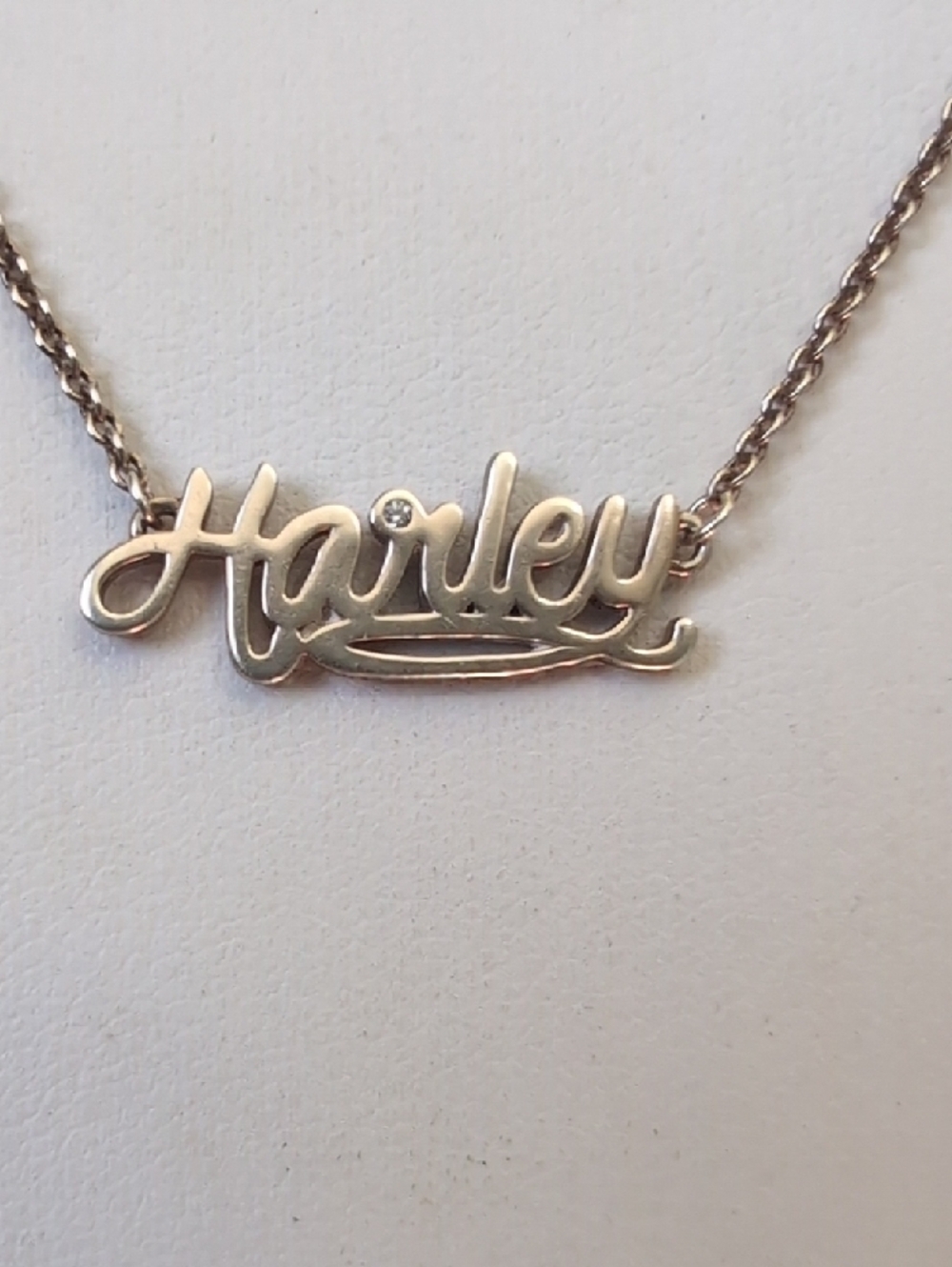 Harley Davidson Gold Plated Sterling Script Necklace With Stone - Picture 2 of 6